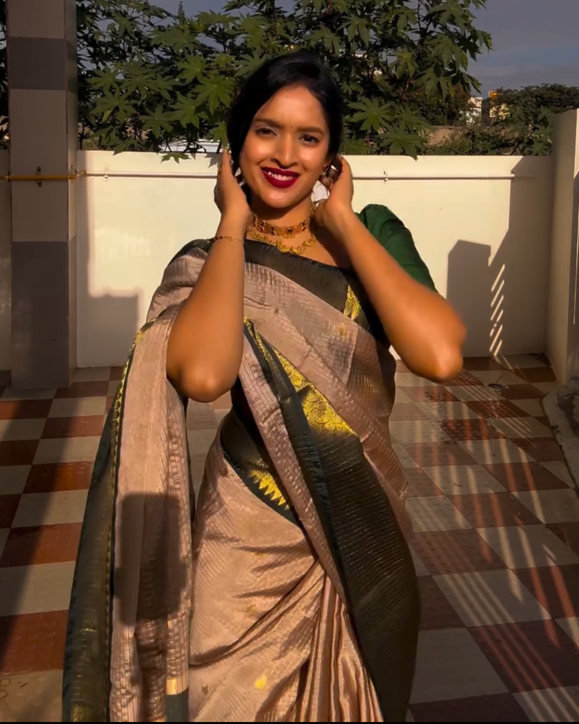 Green semi silk saree