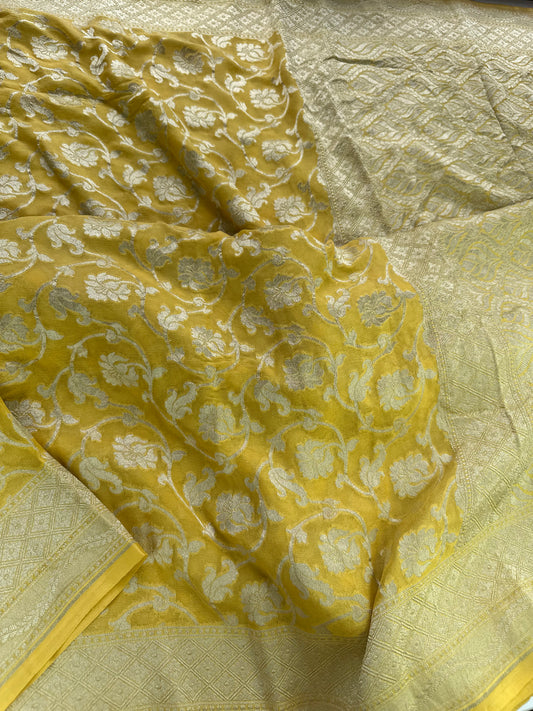 YELLOW PURE GEORGETTE SAREE