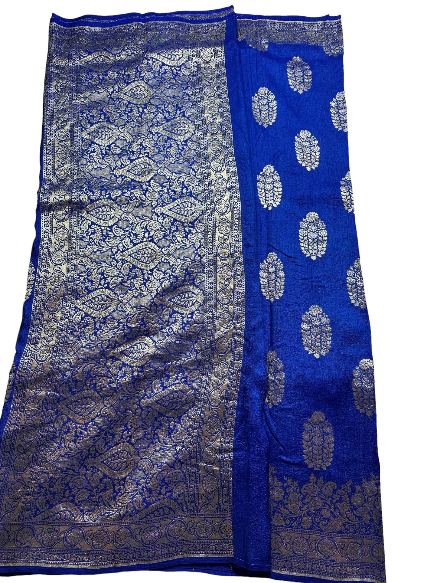 Blue pure tussar silk saree