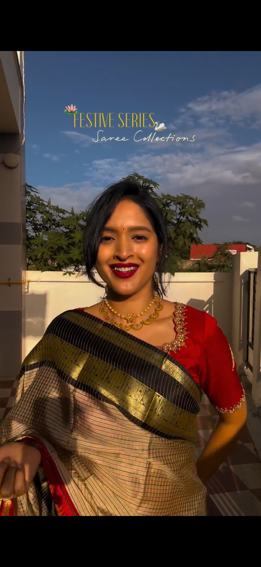 Grey with contrast border semi silk saree