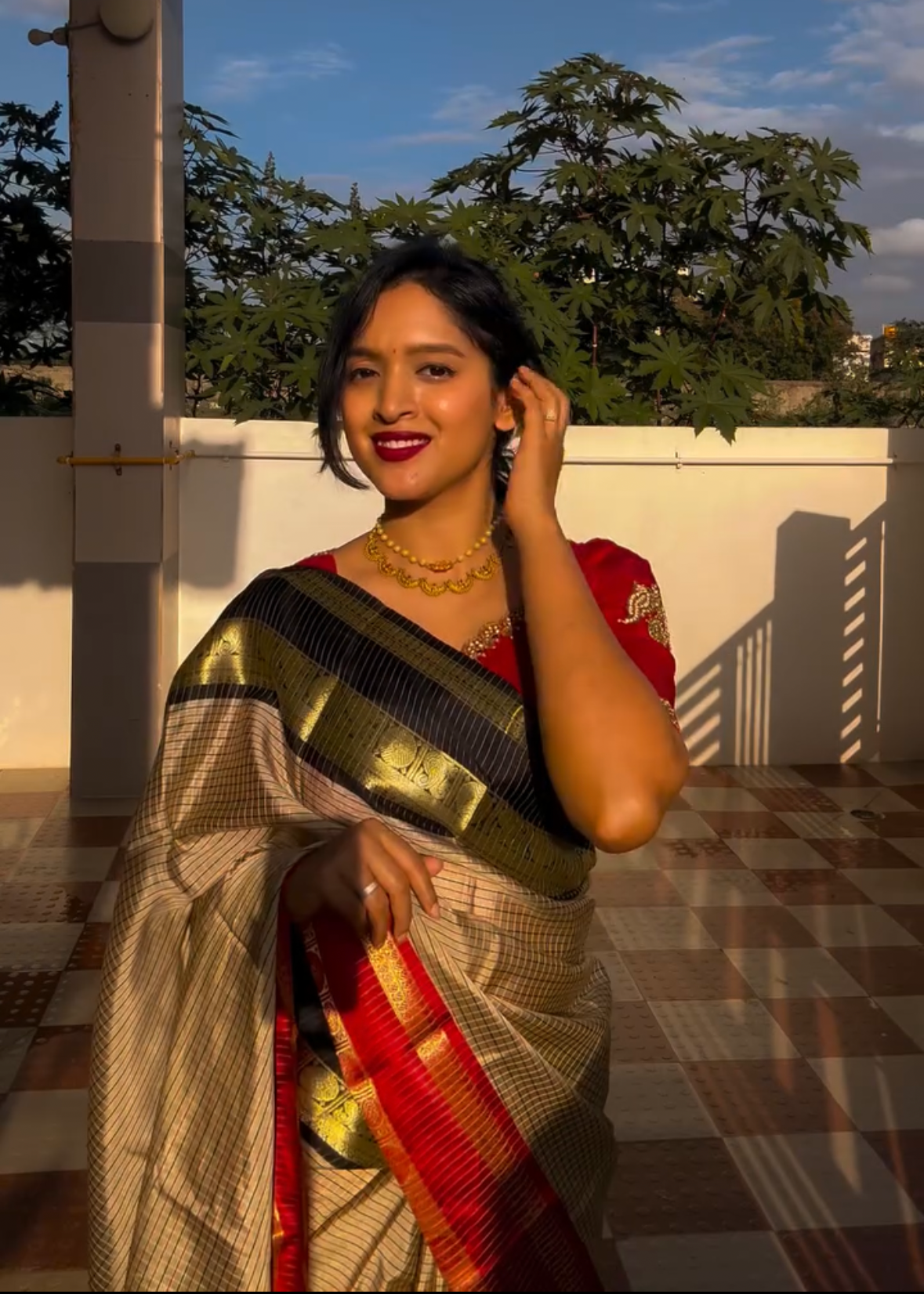 Grey with contrast border semi silk saree