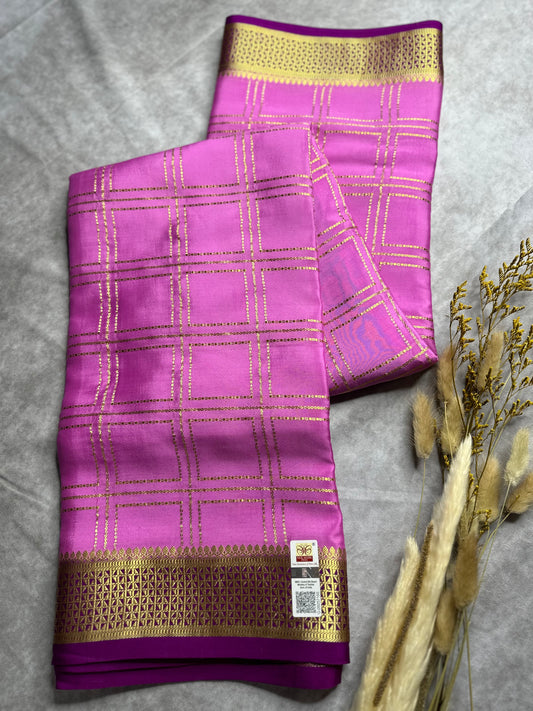 pink- magenta box pure crepe silk saree