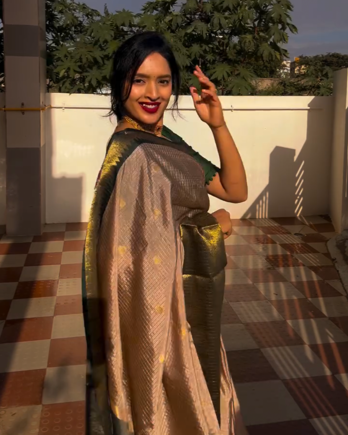 Green semi silk saree