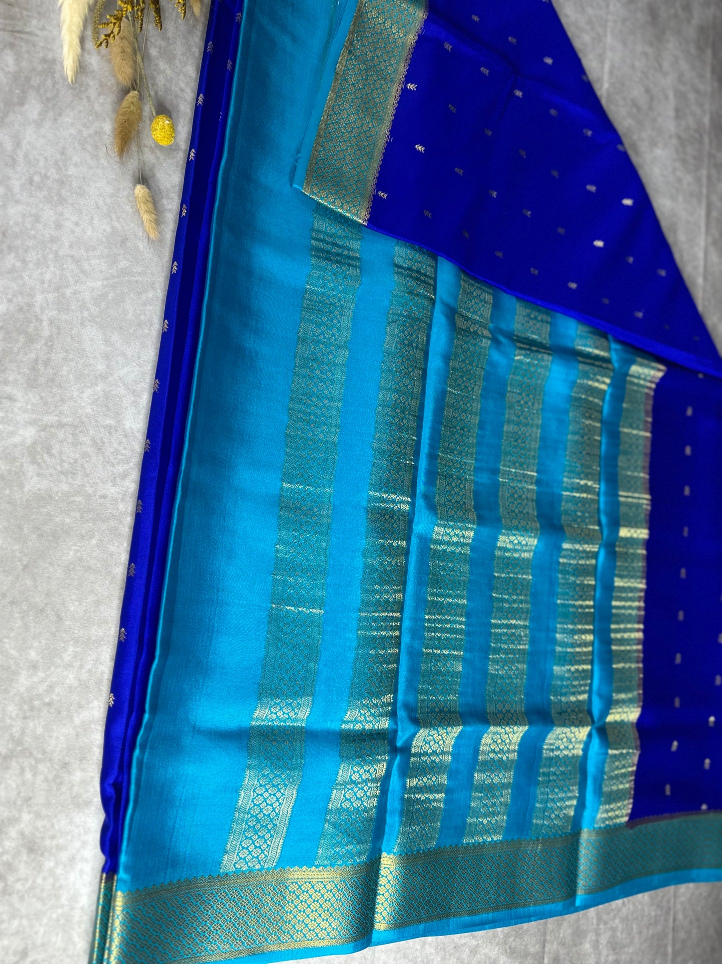 Navy blue arrow butta pure crepe silk saree