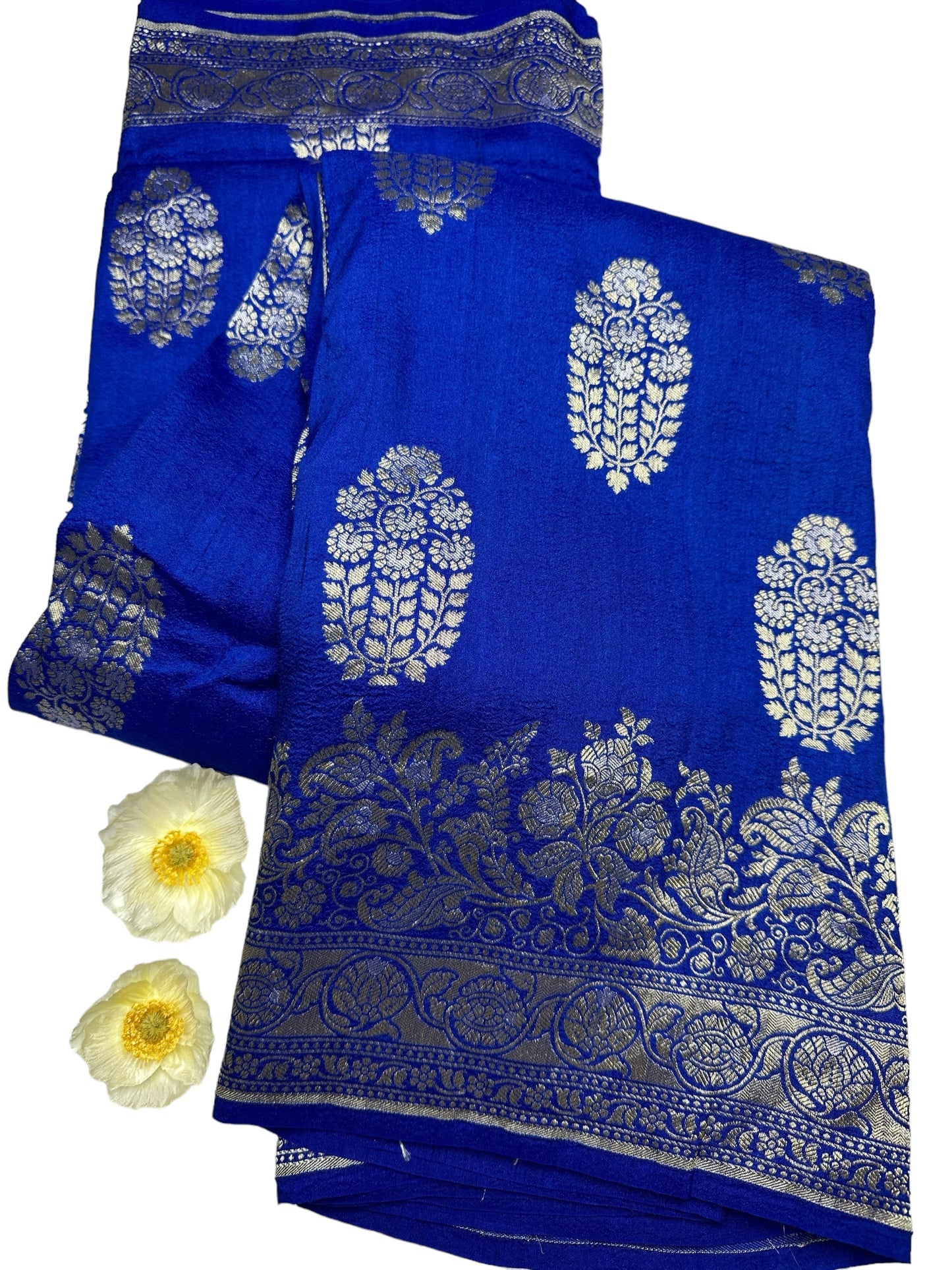 Blue pure tussar silk saree