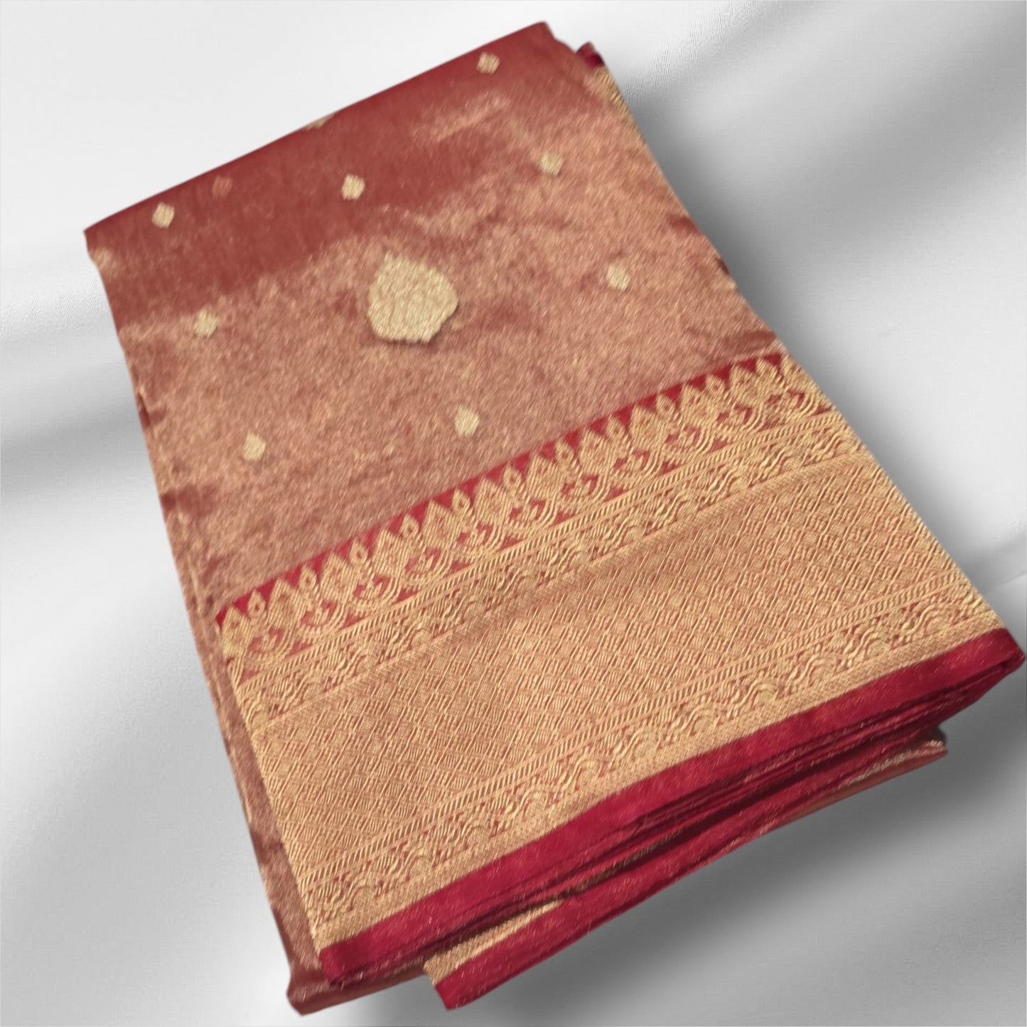 Orange Pure Katan tissue silk saree