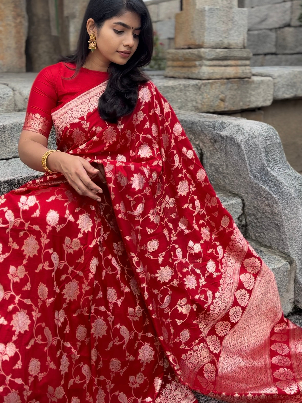 Red Nethra silk saree