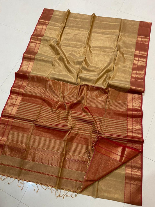 gold tissue  handloom silk saree