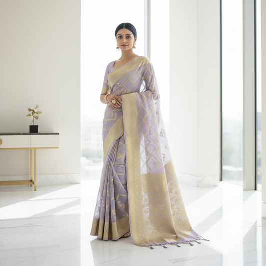 Lavender Chanderi cotton silk