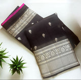 Coffee brown -Rani pink pure organza silk saree
