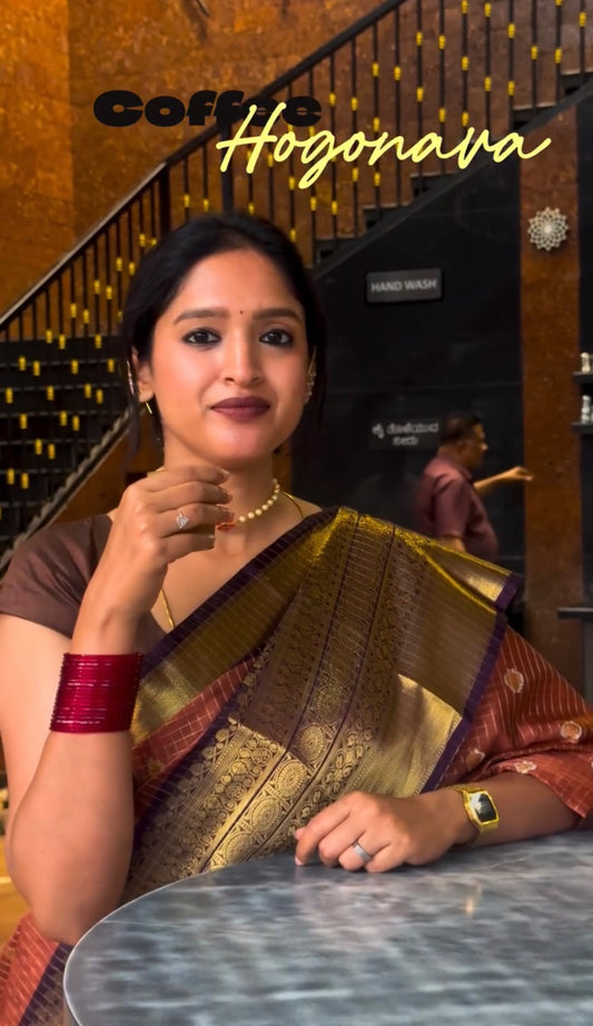 Rust orange semi silk saree