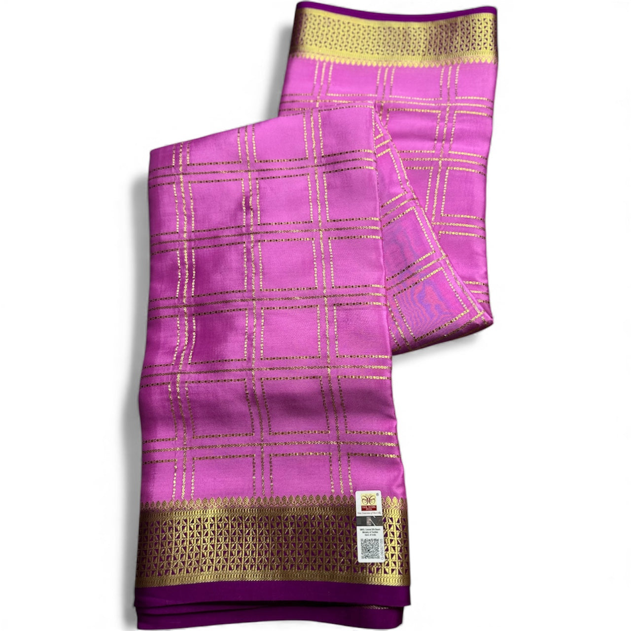Rose pink- magenta box pure crepe silk saree