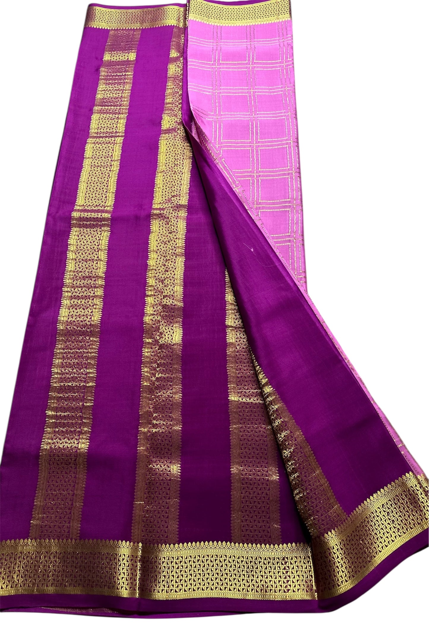 Rose pink- magenta box pure crepe silk saree