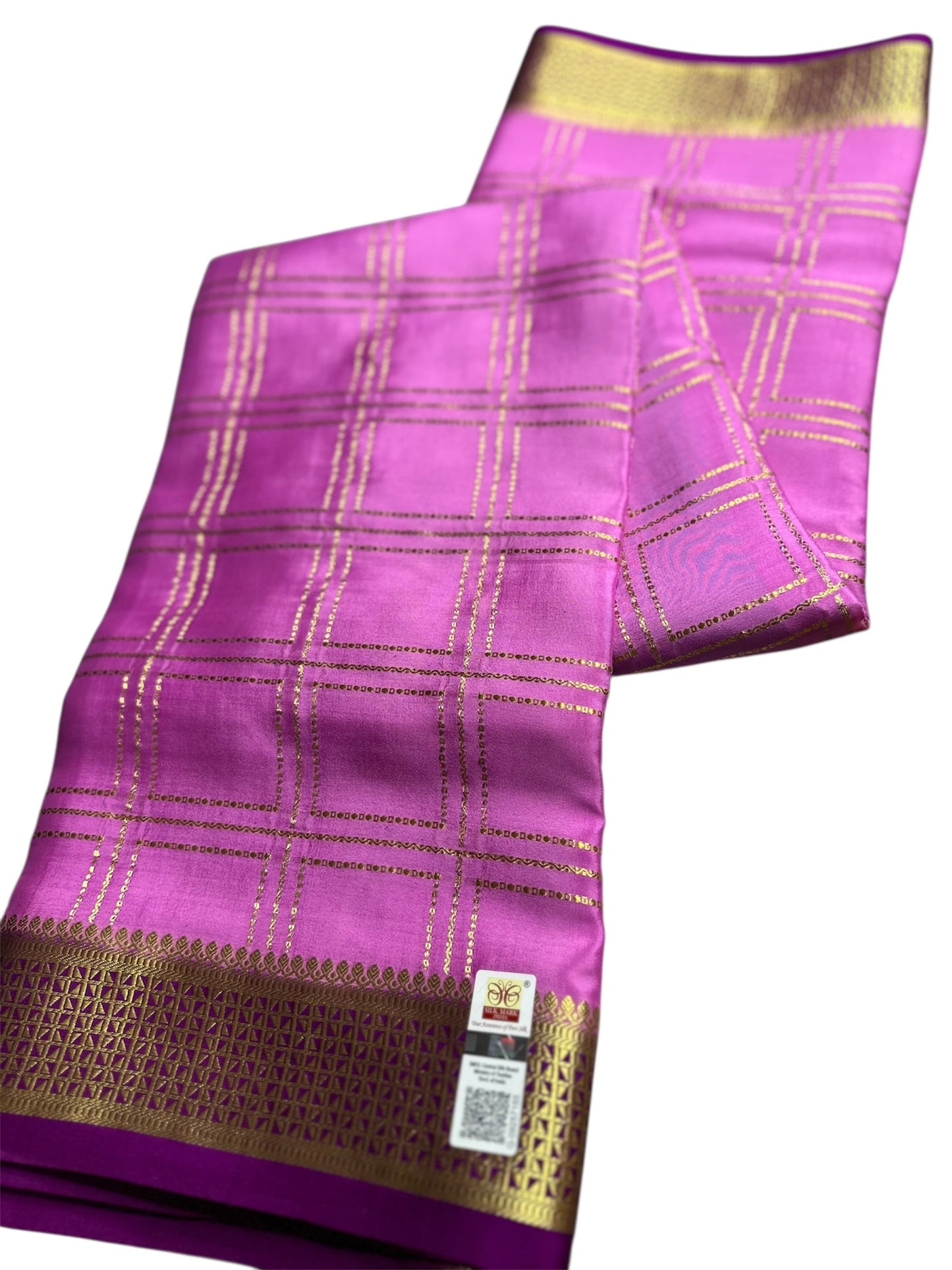 Rose pink- magenta box pure crepe silk saree