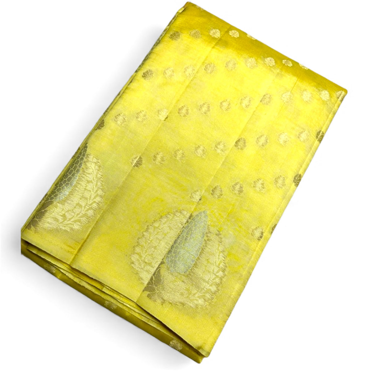 Yellow Raw mango pure silk saree