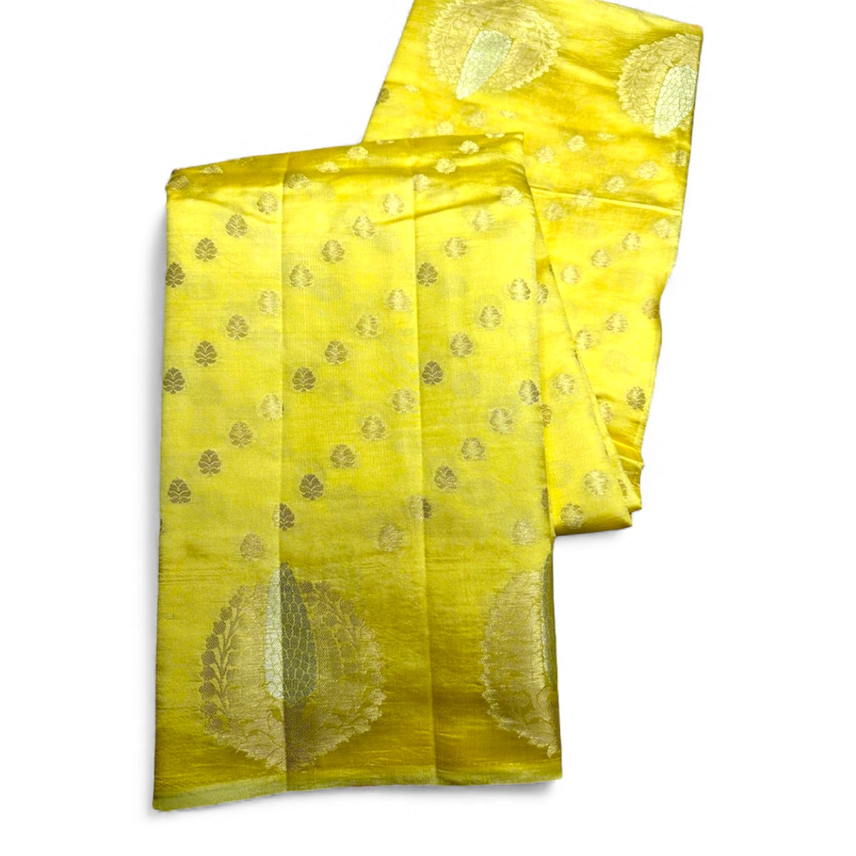 Yellow Raw mango pure silk saree