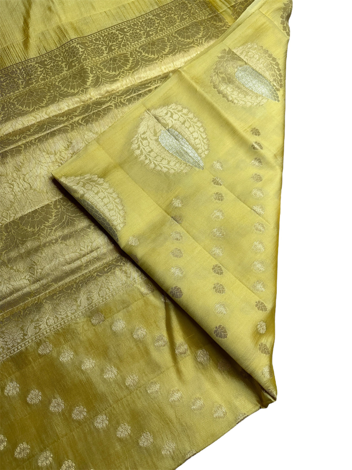 Yellow Raw mango pure silk saree
