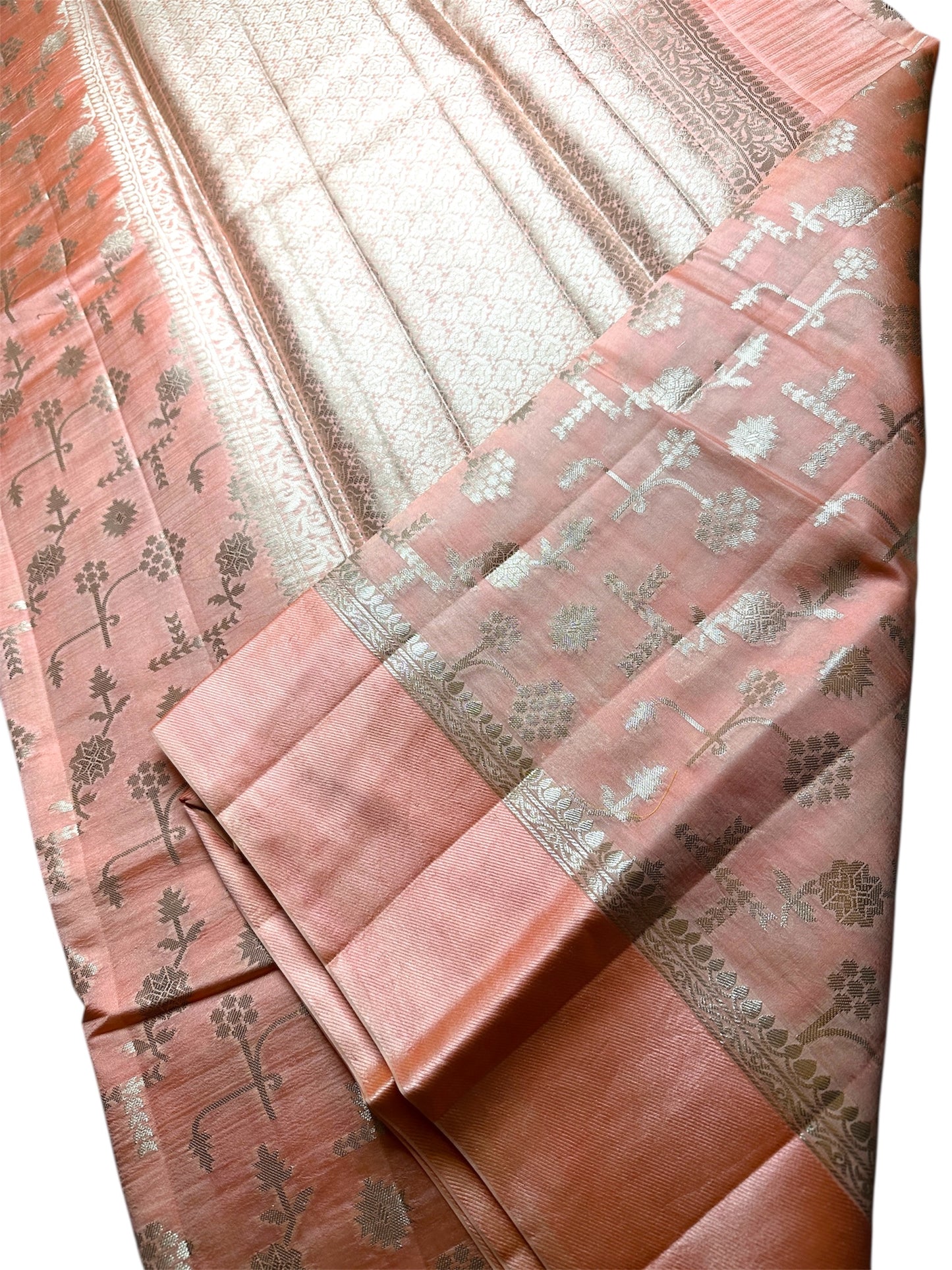 Peach Raw mango pure silk saree