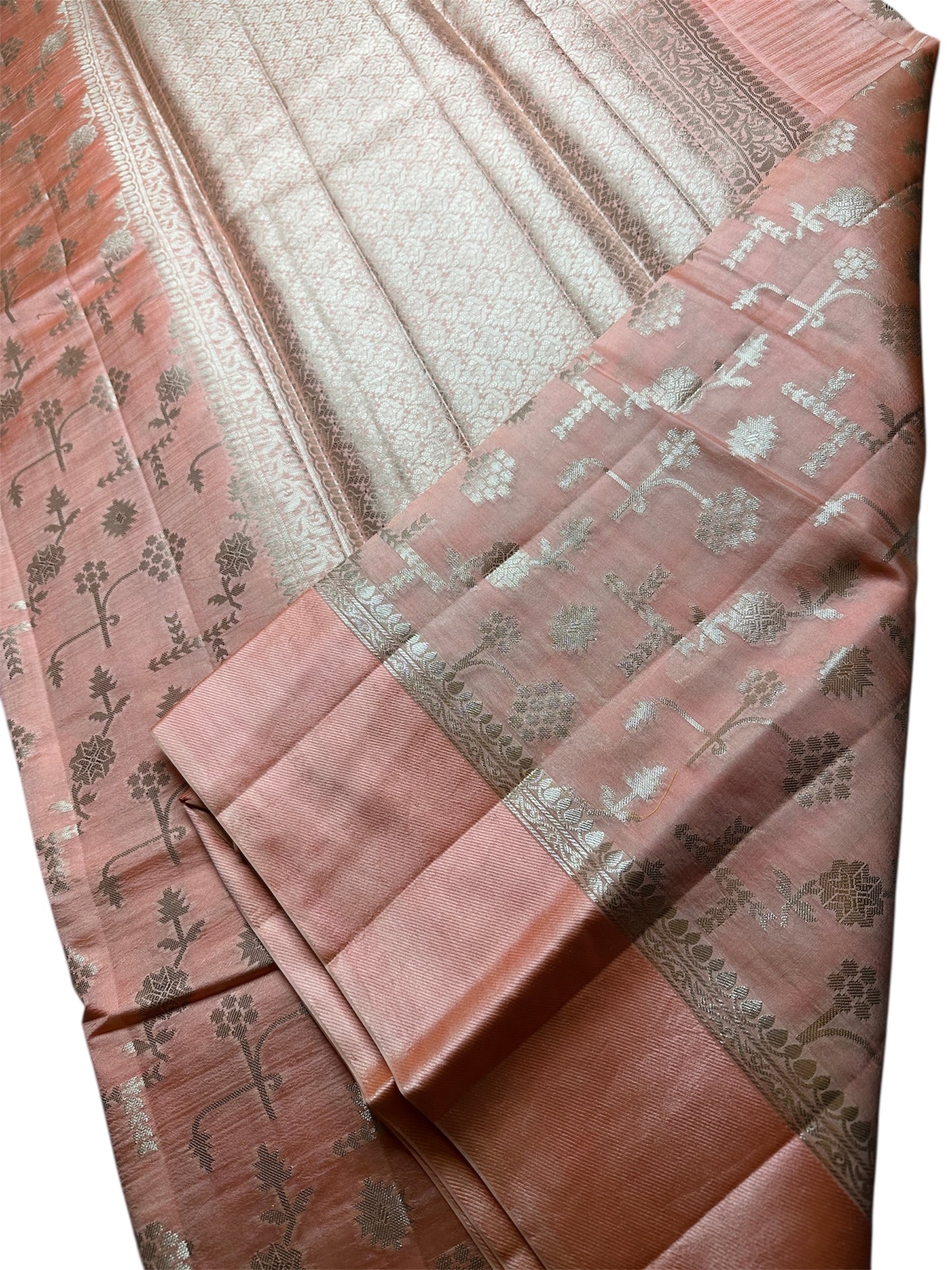 Peach Raw mango pure silk saree