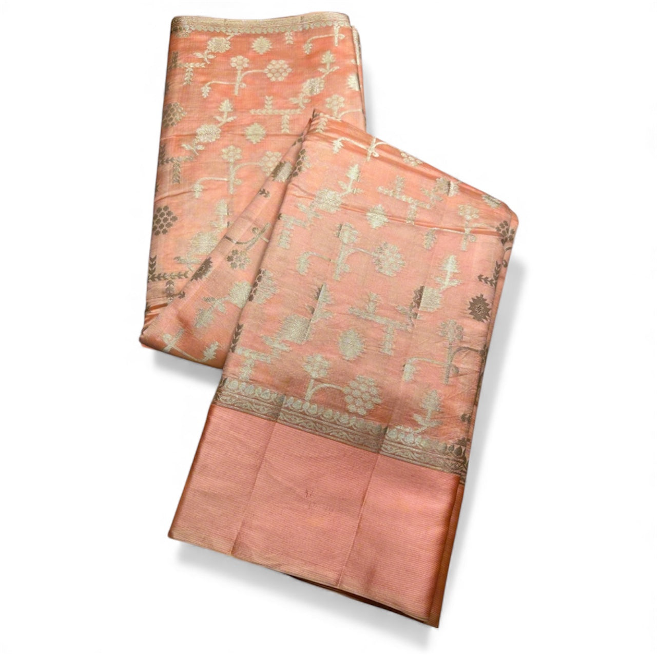 Peach Raw mango pure silk saree