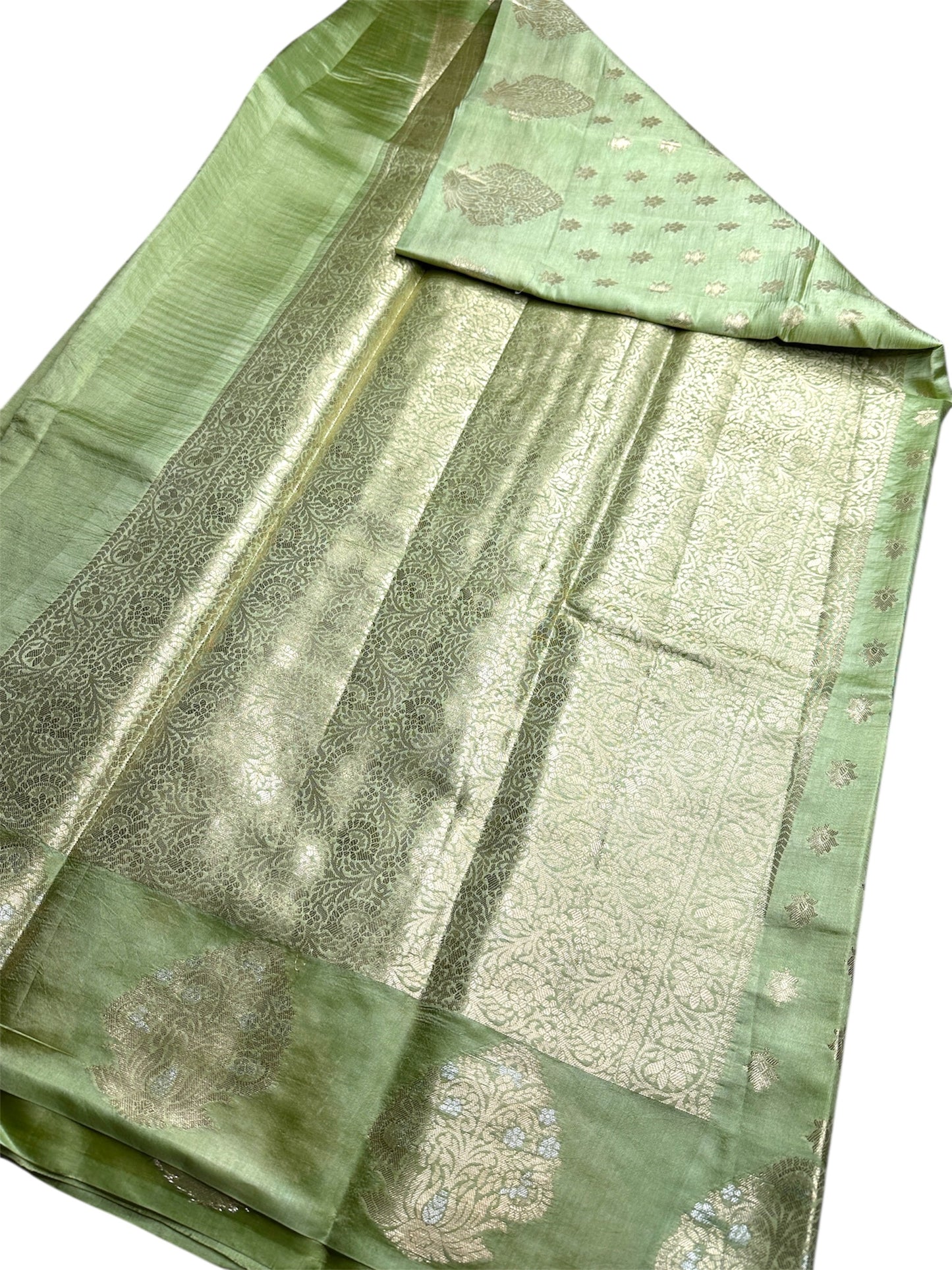 Pista green Raw mango pure silk saree
