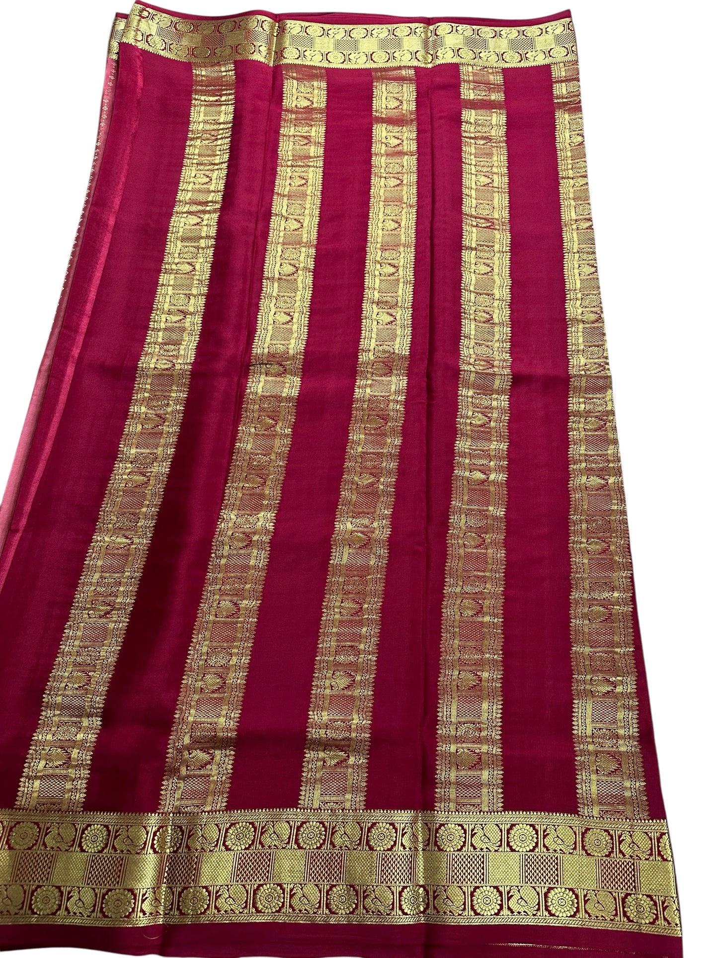 Peach- deep maroon Sudarshan gatti kalanjali pure crepe silk saree