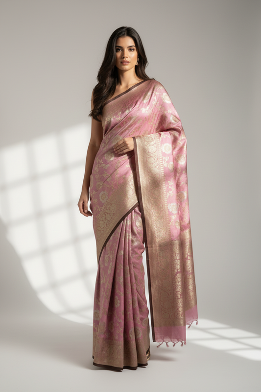 Pink Katan by Katan pure silk saree