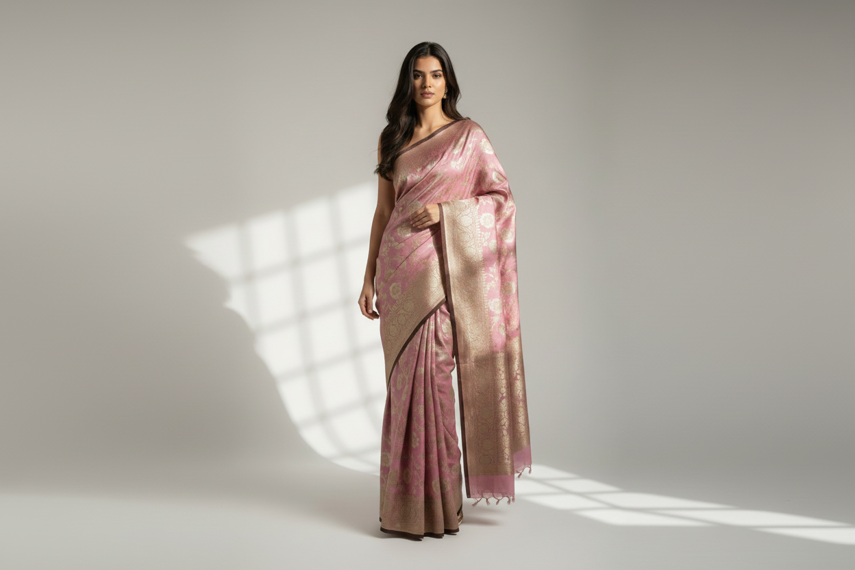 Pink Katan by Katan pure silk saree