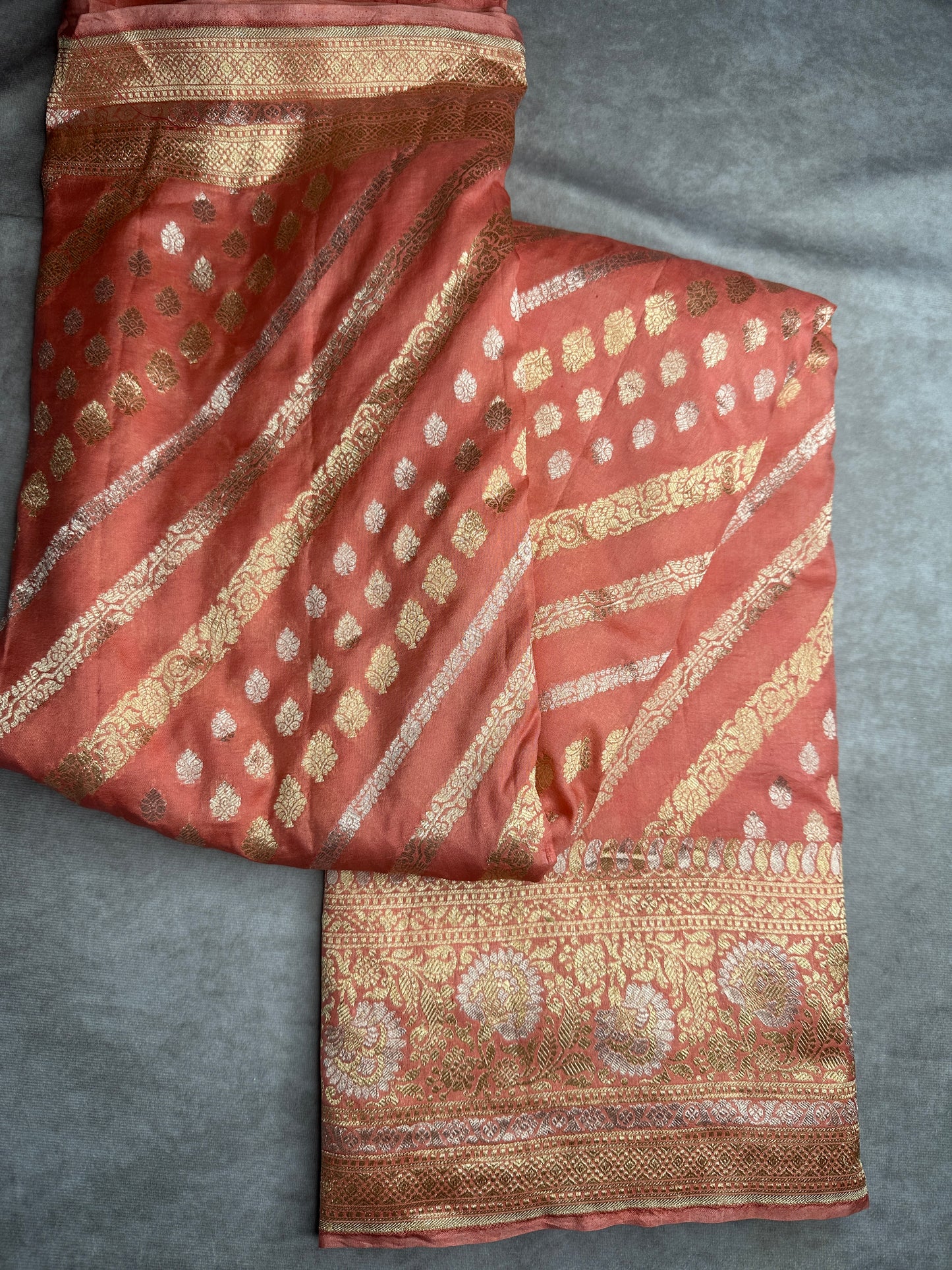 PEACH KATAN BY KATAN PURE SILK SAREE