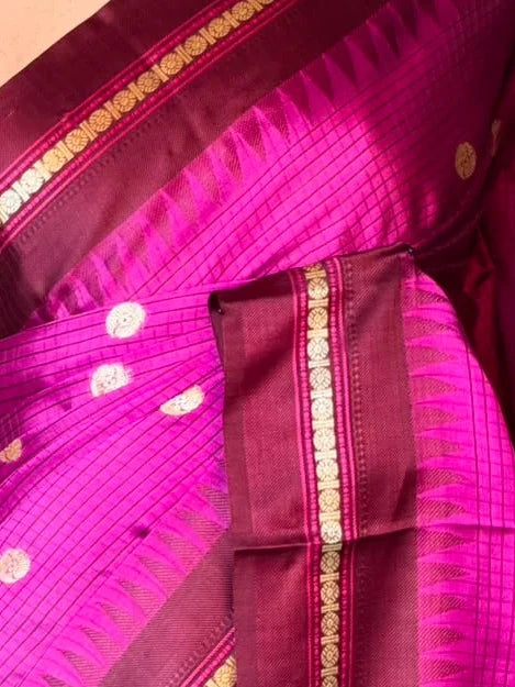 Magenta pink semi silk saree