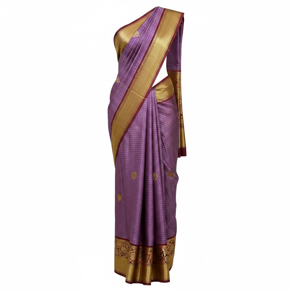 Lavender semi silk saree