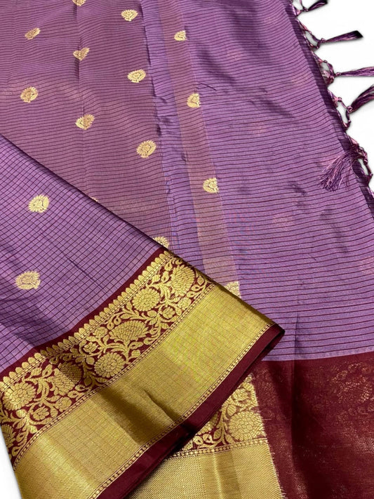Lavender semi silk saree