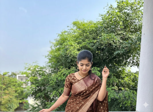 Coffee Brown netra crepe saree