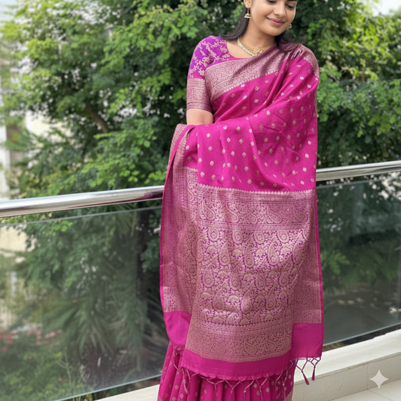 Dark pink netra crepe saree