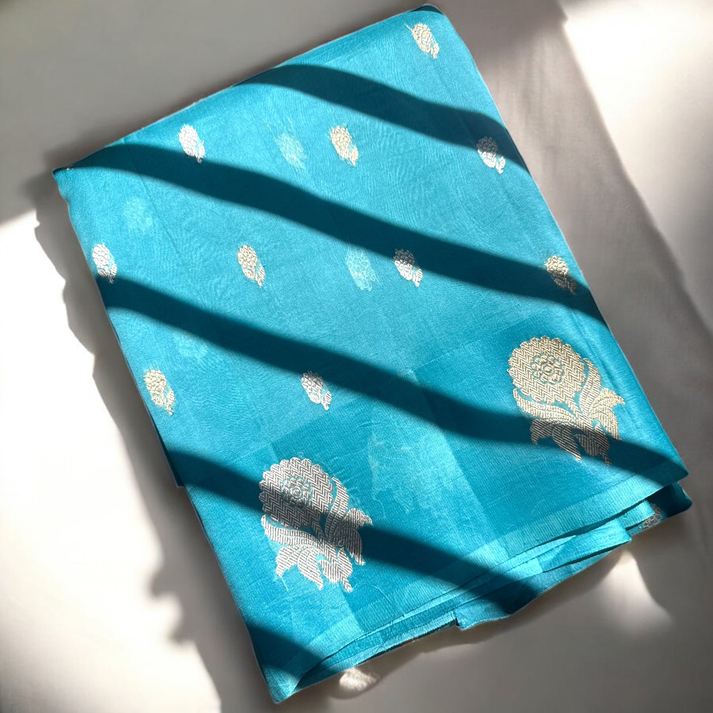 Sky blue Pure organza silk saree