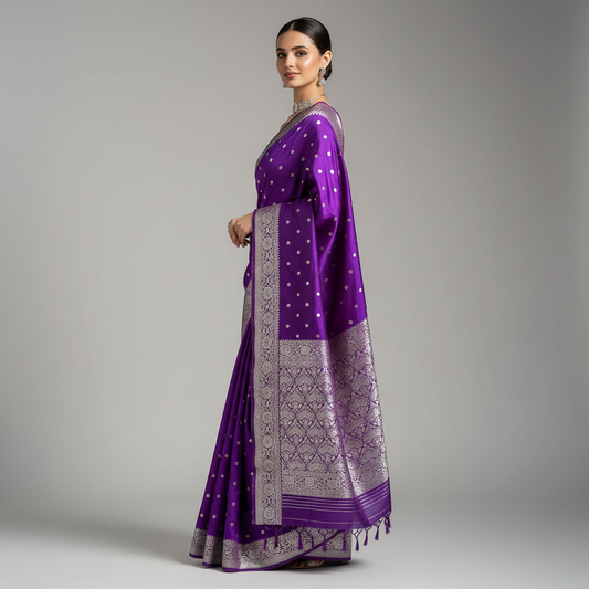 Purple mashru satin silk saree