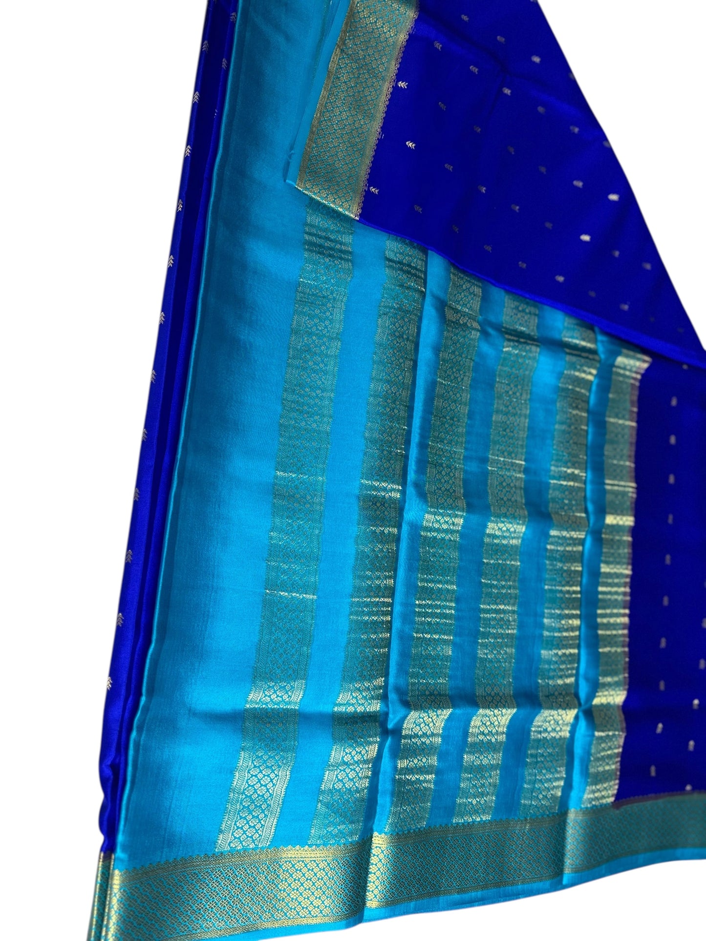 Navy blue arrow butta pure crepe silk saree