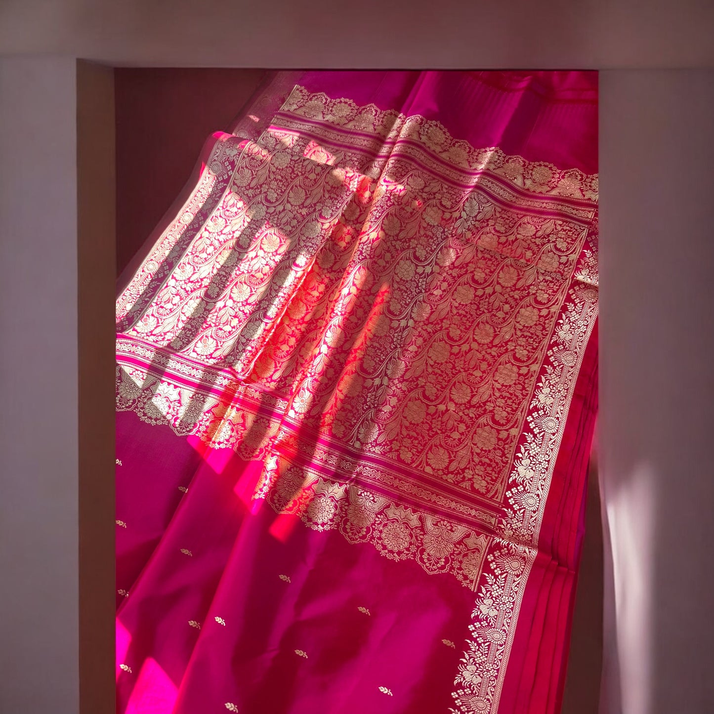 Pink pure Katan silk saree