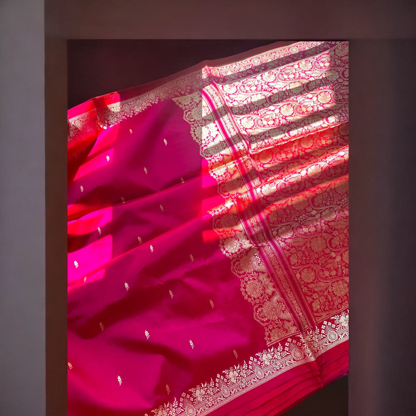 Pink pure Katan silk saree