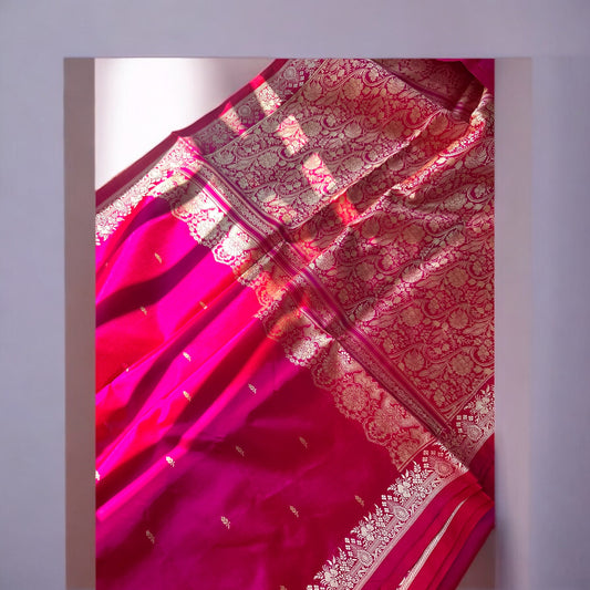 Pink pure Katan silk saree