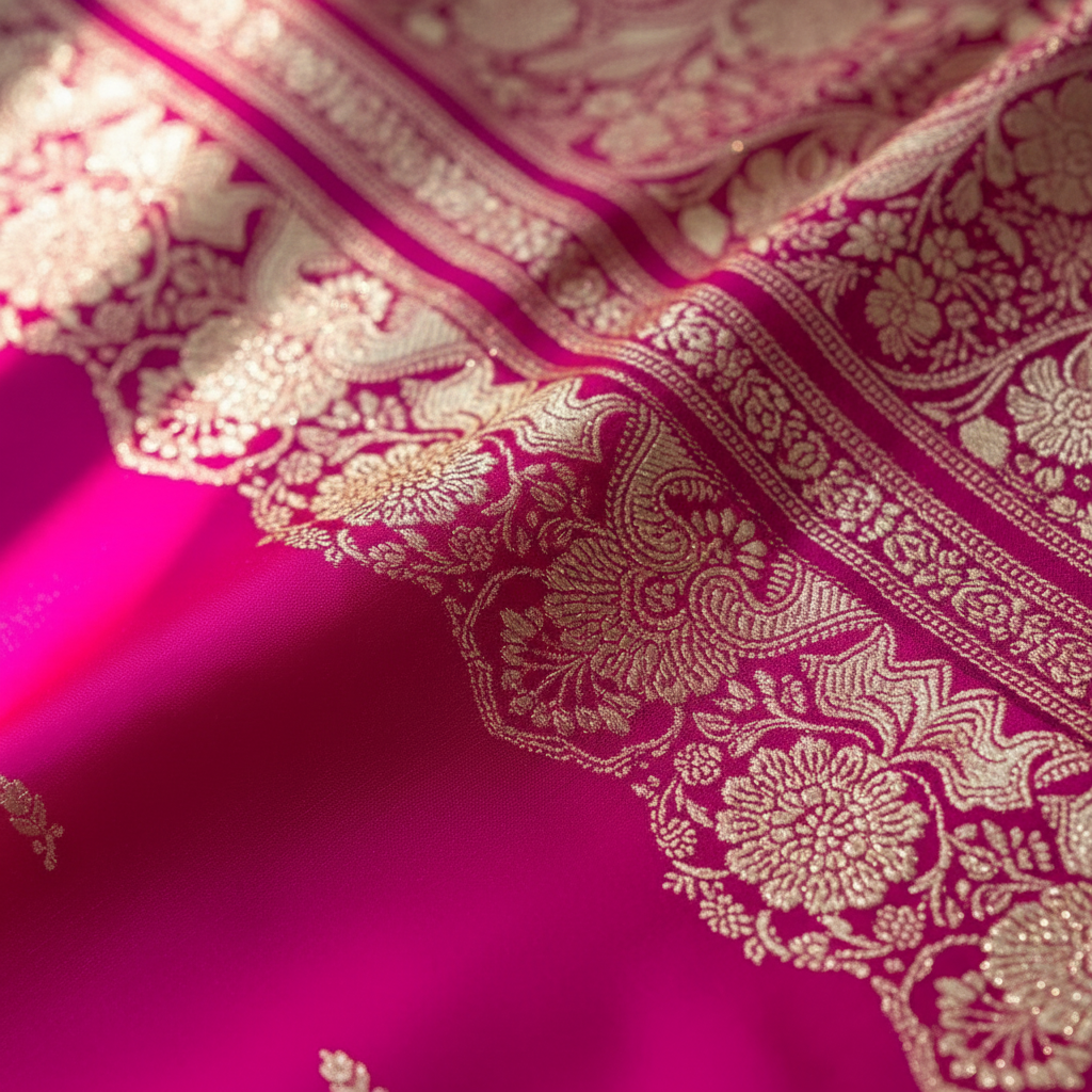 Pink pure Katan silk saree