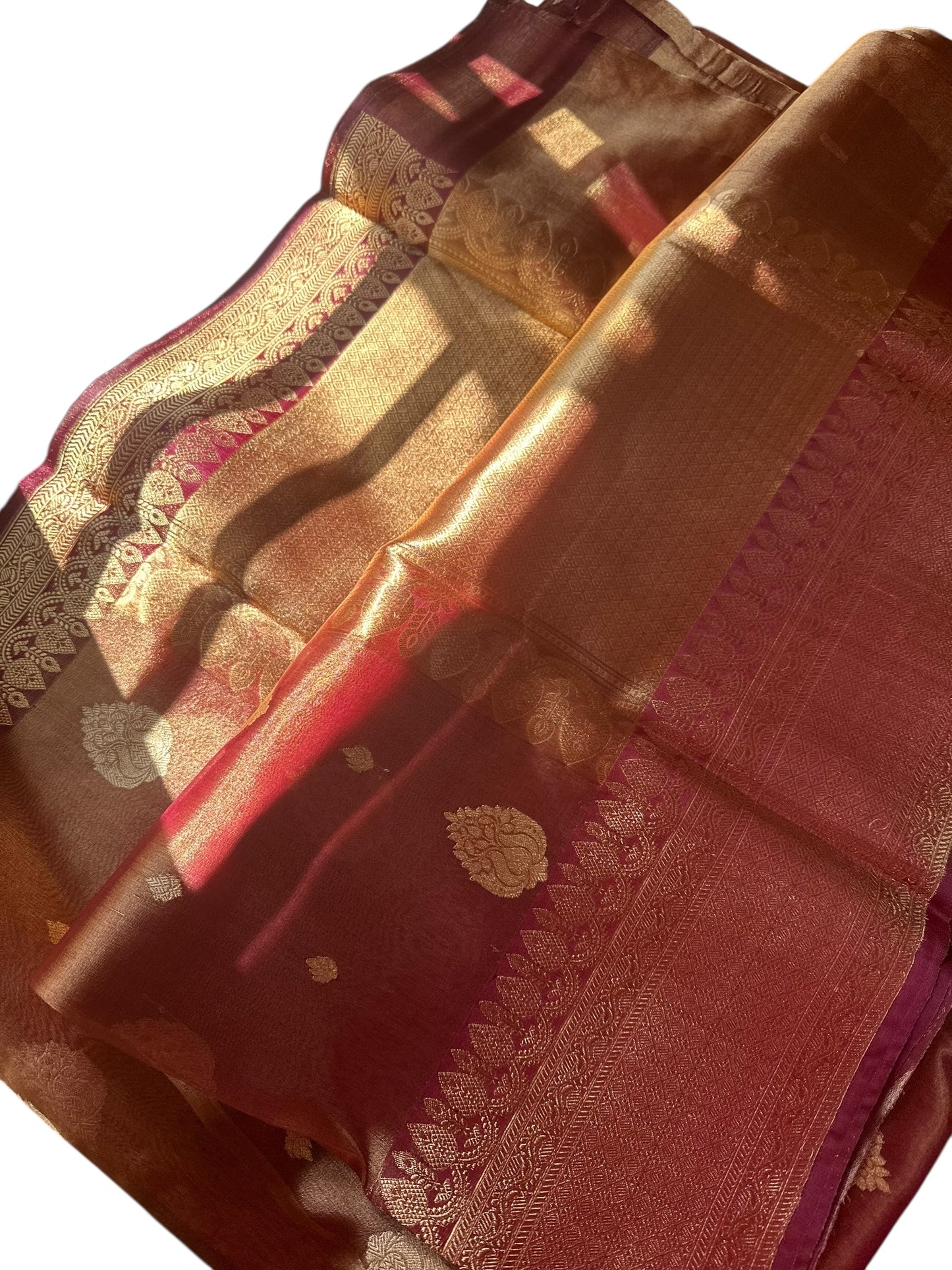 Magenta Pure Katan tissue silk saree