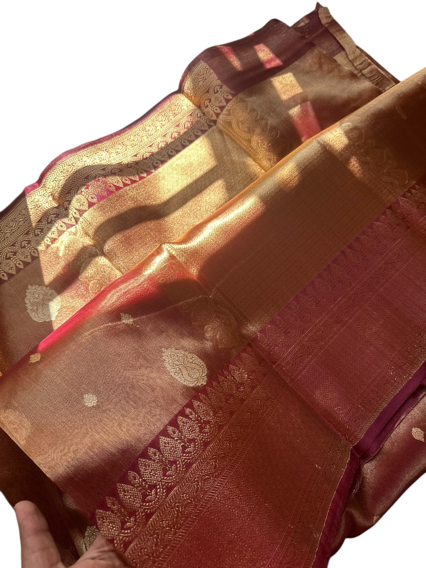 Magenta Pure Katan tissue silk saree