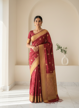 Magenta Pure Katan tissue silk saree