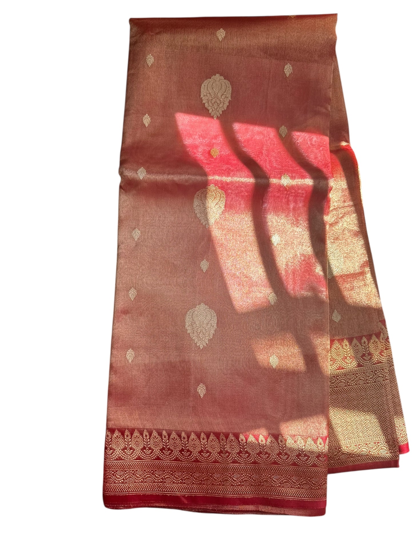 Orange Pure Katan tissue silk saree