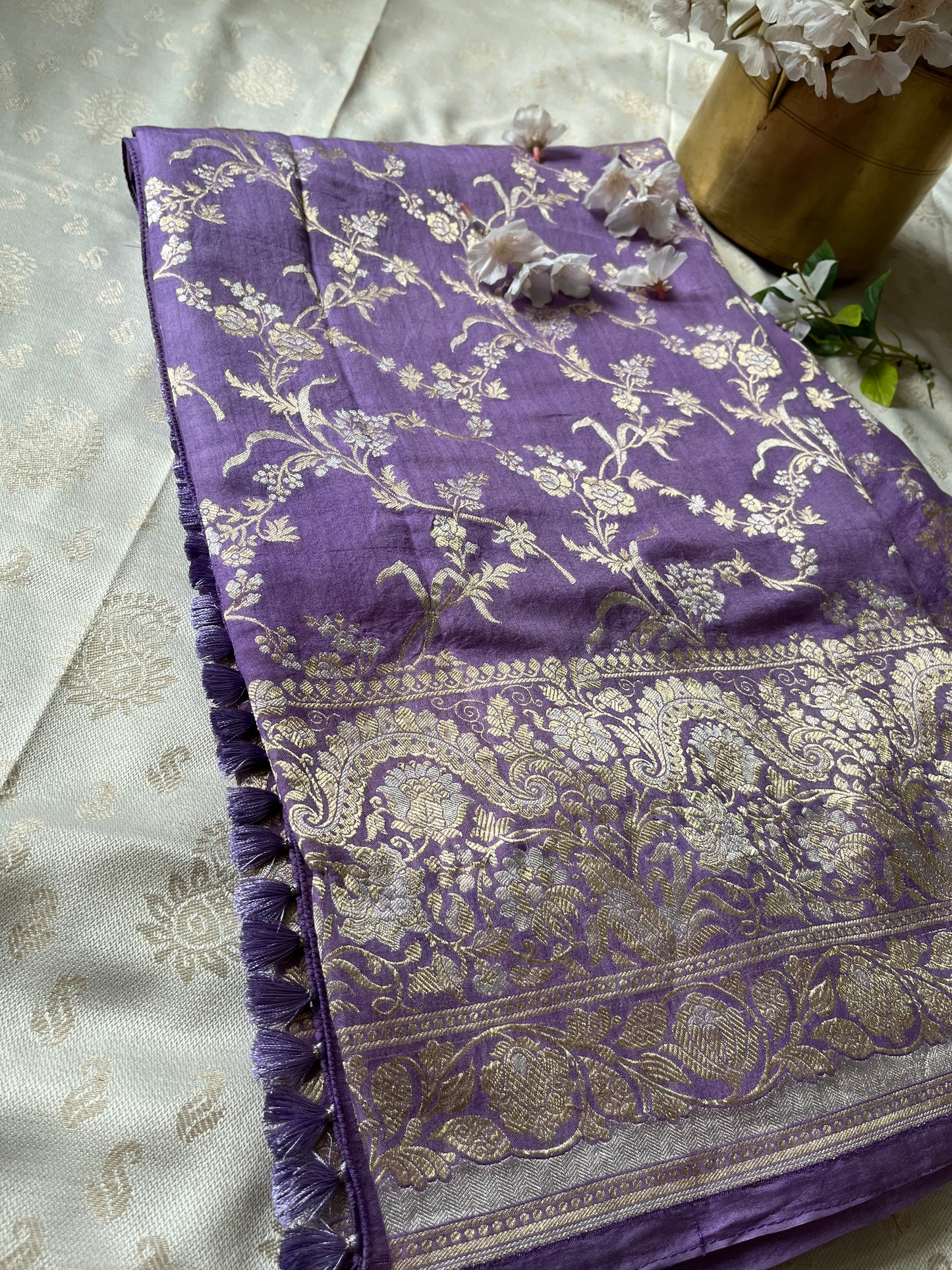 LILAC KATAN WITH CHINIYA TUSSAR SAREE