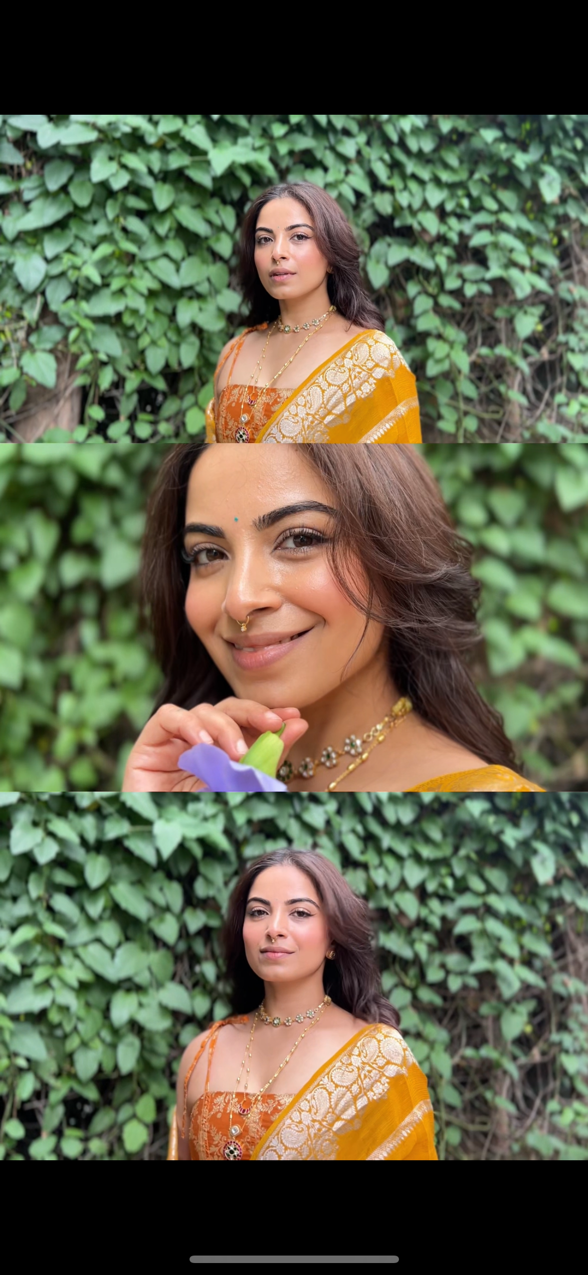 Mustard yellow crepe saree