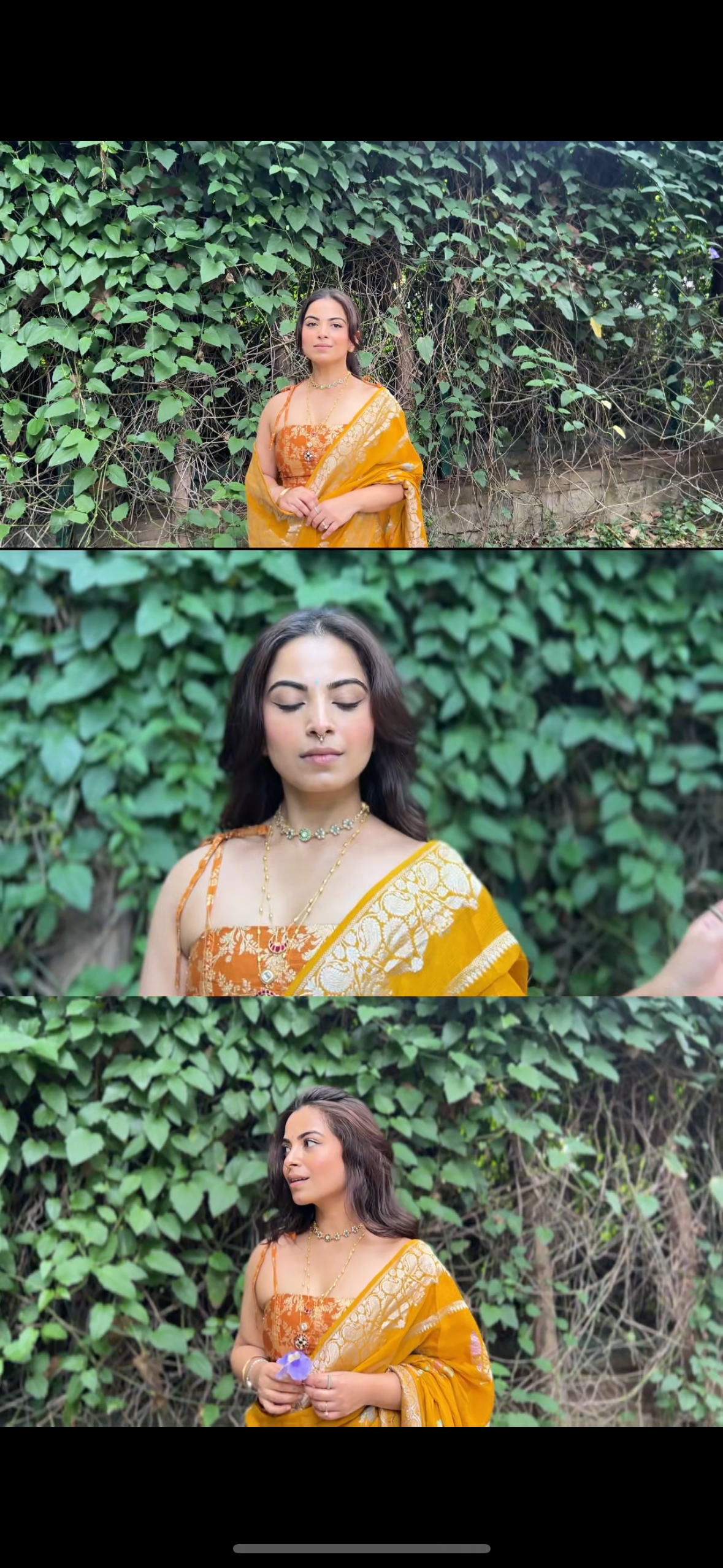Mustard yellow crepe saree
