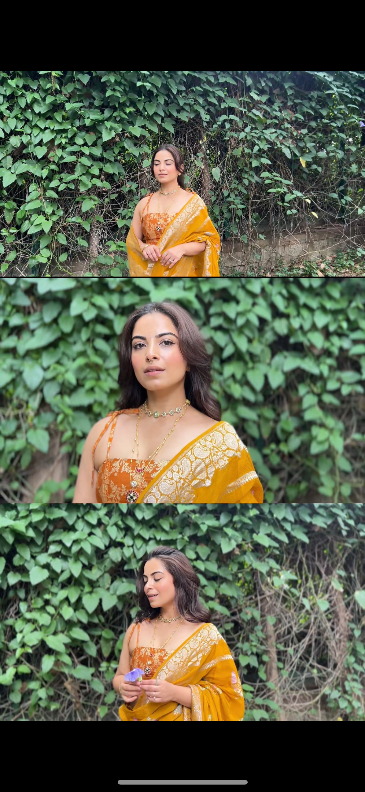 Mustard yellow crepe saree