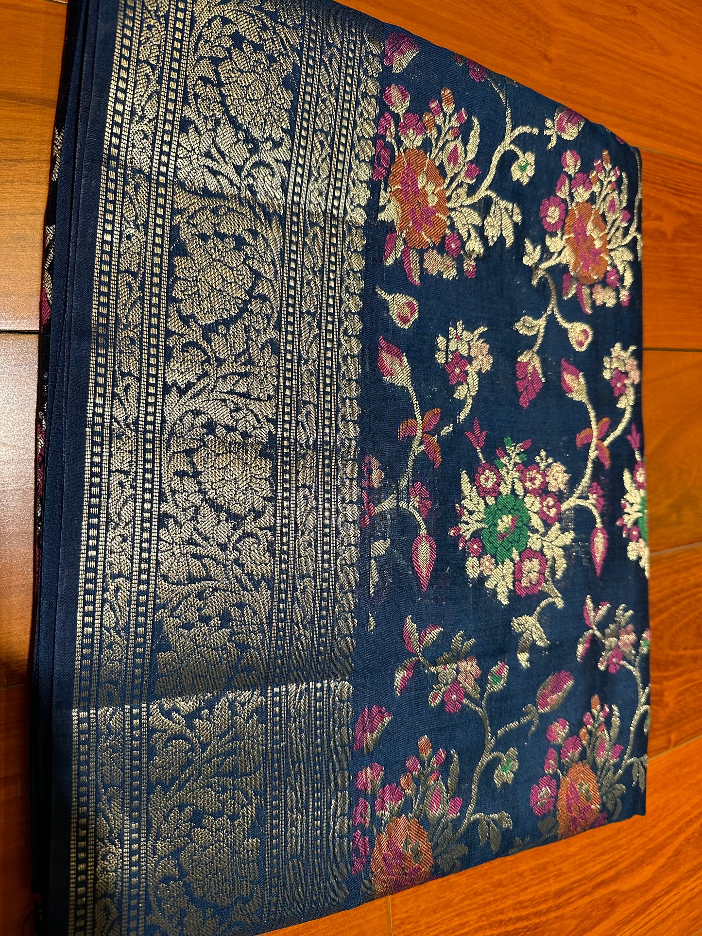 Rama green pure chiniya silk saree